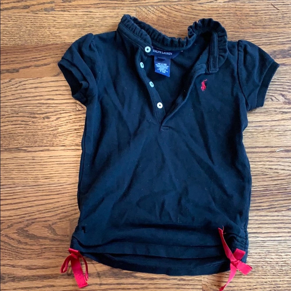 Ralph Lauren girls black ruffle polo